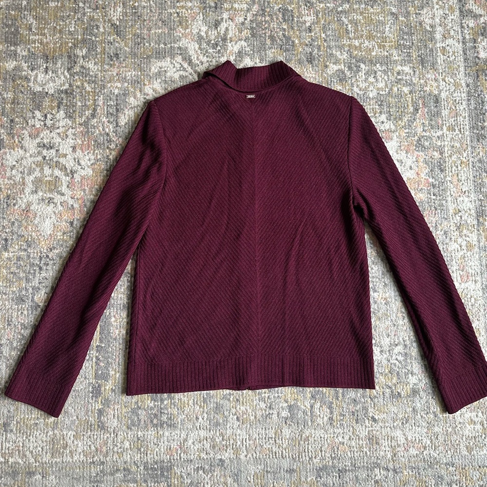 St. John Wool Blend Full Zip Collared Sweater Bur… - image 5